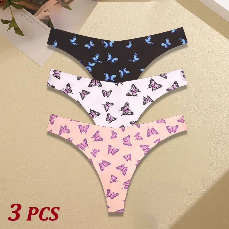 3Pcs Ultra-thin Seamless G-string Women Thongs Sexy Sweet Fruit Low-waist Panties Ladies Soft Cute Thongs Female S-XL T-Back - Set 6 -