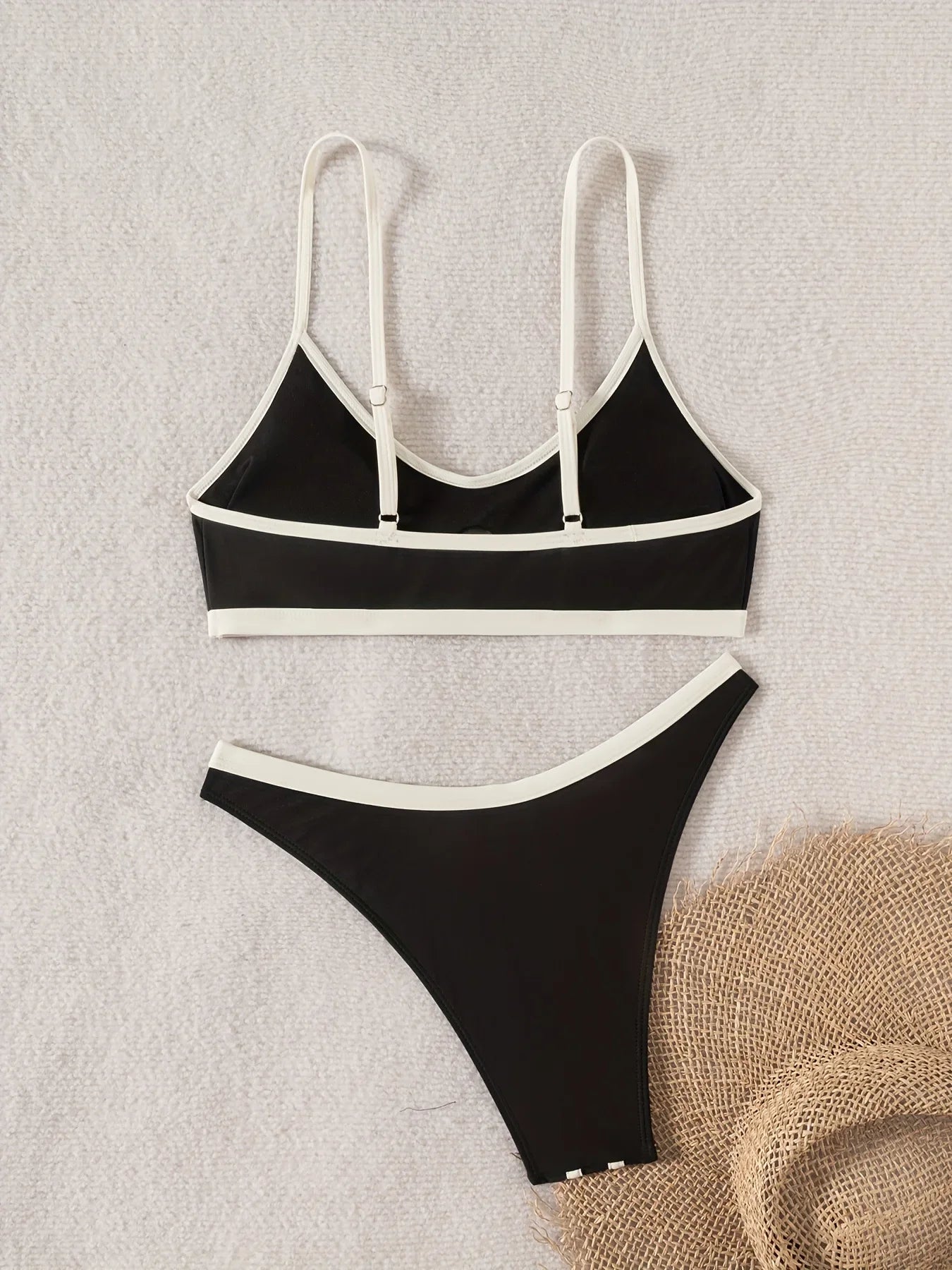 Sexy Black White Patchwork Bikini Set Women Hollow Out Push Up Bra Thong Swimwear 2026 Beach Holiday Bathing Suit Micro Swimsuit - -