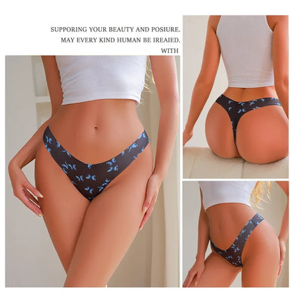 3Pcs Ultra-thin Seamless G-string Women Thongs Sexy Sweet Fruit Low-waist Panties Ladies Soft Cute Thongs Female S-XL T-Back - -