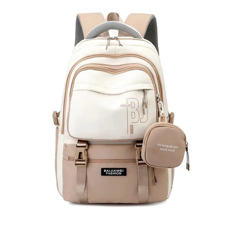 Girls Waterproof Backpack With Purse KHAKI