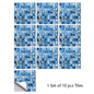 10pcs Mosaic Hard Tiles Sticker 2d Peel & Stick light blue