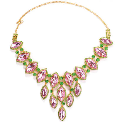 Multicolored Rhinestone Crystal Necklace - Gold - Necklaces