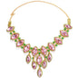 Multicolored Rhinestone Crystal Necklace - Gold - Necklaces