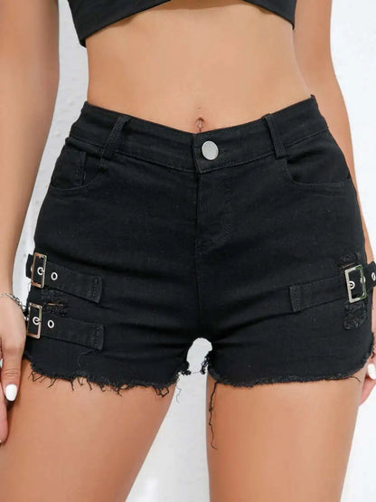 New High-Waisted Sexy Pants Denim Shorts Jeans Solid Color Thin Charming Elegant Pure Desire Shorts For Woman Beautiful 5AML - -