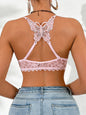 Women's sexy bras Front Buckle Push up bra Removable Back-beautifying lace butterfly pattern Fashionable & Comfortable bra - Lavender -