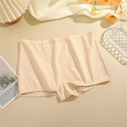 4PCS Women's Panties Cotton Seamless Sports Boxers Underwear Female Solid Color Briefs Cozy Lingerie Intimate Underpants XS-XL - -