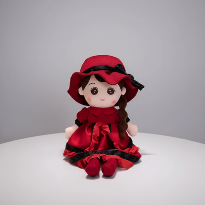Kawaii Plush Girl Doll – Soft Stuffed Doll Toy for Kids and Decor - Red - Stuffed Animals