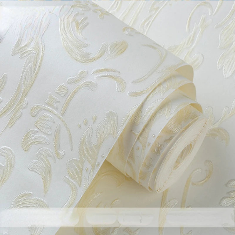 Floral Wallpaper 3d Texture Wallpaper - White - wall paper