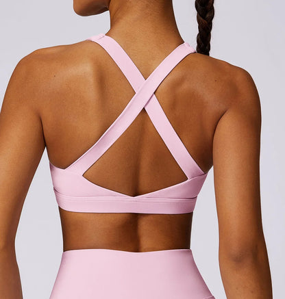 Hearuisavy Quick-Dry Backless Yoga Clothes Running Vest Women Workout Brassiere Fitness Gym Tank Top Women Push up Sports Bra - -