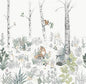 Forest Fox Wallpaper Mural grey white green