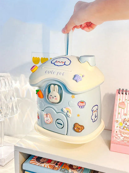 Cute Bunny House Coin Bank - -
