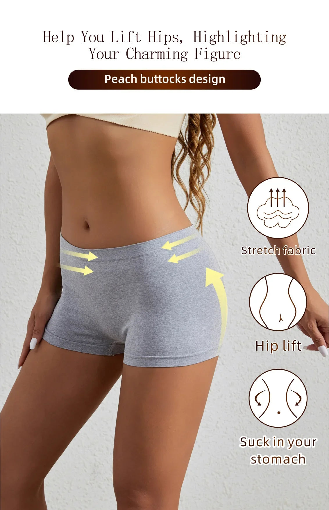 Women's underwear, compression pants, sports shorts, solid color underwear, comfortable and close fitting flat underwear - -