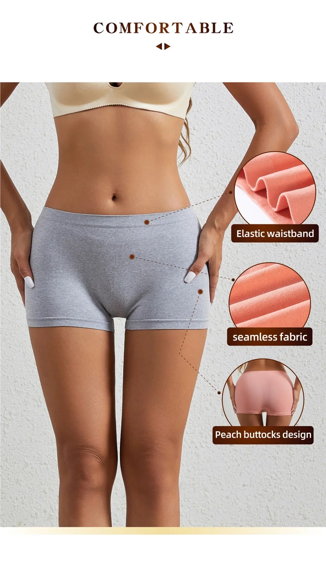 Women's underwear, compression pants, sports shorts, solid color underwear, comfortable and close fitting flat underwear - -