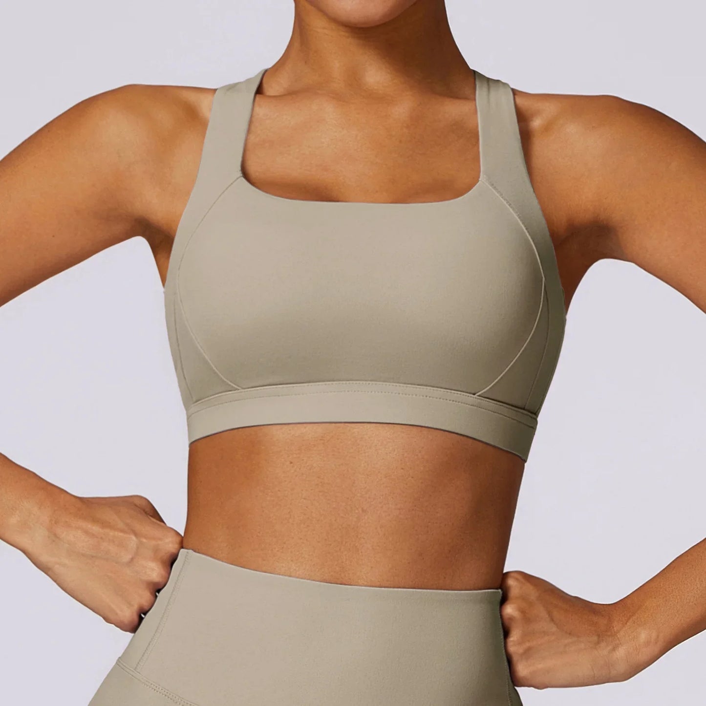 Hearuisavy Quick-Dry Backless Yoga Clothes Running Vest Women Workout Brassiere Fitness Gym Tank Top Women Push up Sports Bra - Camel Brown -