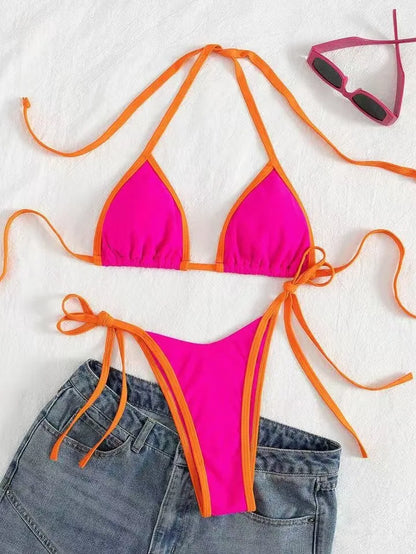 2026 Sexy Contrast Color Separates Micro Bikini Women's Swimsuit Female Swimwear Mini Thong Bikinis Set Two-piece Bathing Suit - 26628-8 -