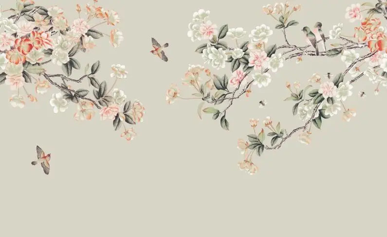 Flower Bird Landscape Wallpaper - 1-1 Silk - wallpaper