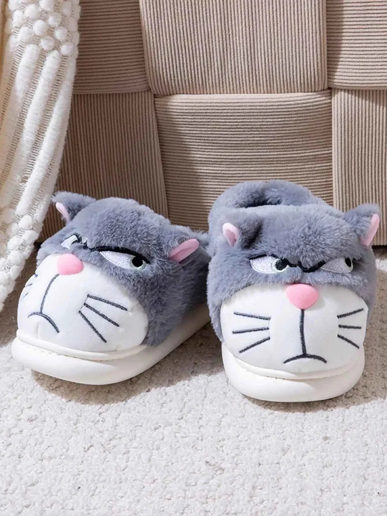 Cute Cat Couple Cotton Slippers - Men's/Women's Winter Warm Thick Bottom Home Shoes - - Slippers 1