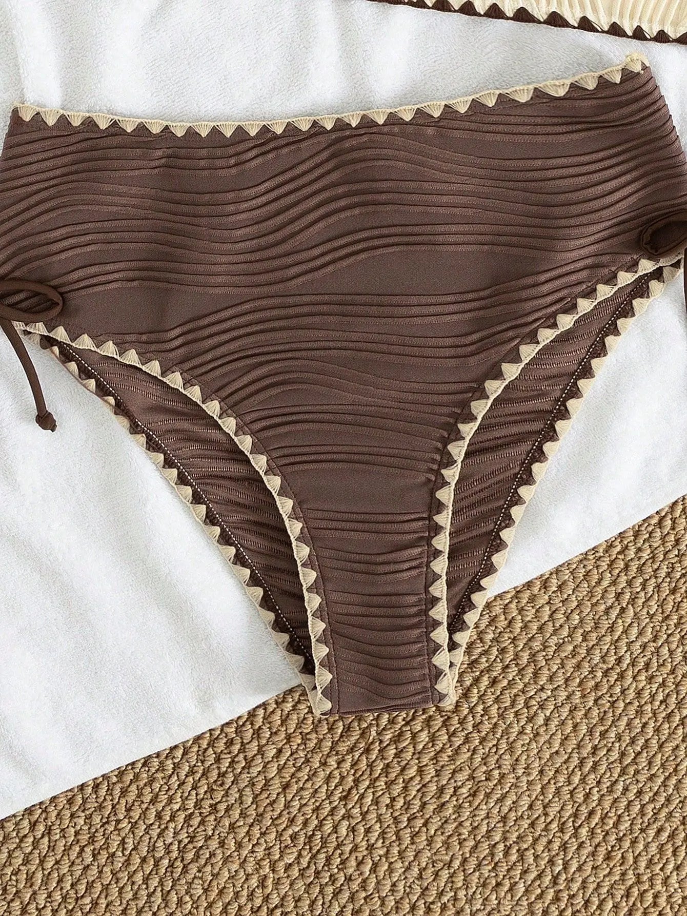 2026 Sexy Khaki Patchwork Two Piece Bikini Set Women Push Up Drawstring Side High Waist Swimsuit Holiday Bathing Suit Swimwear - -