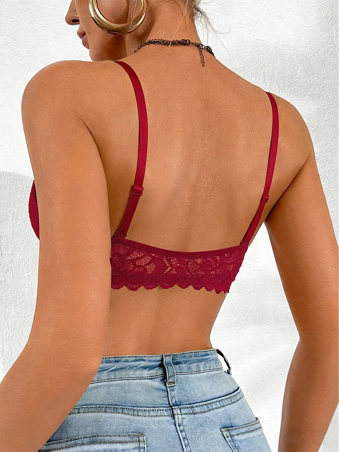 Women's sexy bras Front Buckle Push up bra Removable Back-beautifying lace butterfly pattern Fashionable & Comfortable bra - -