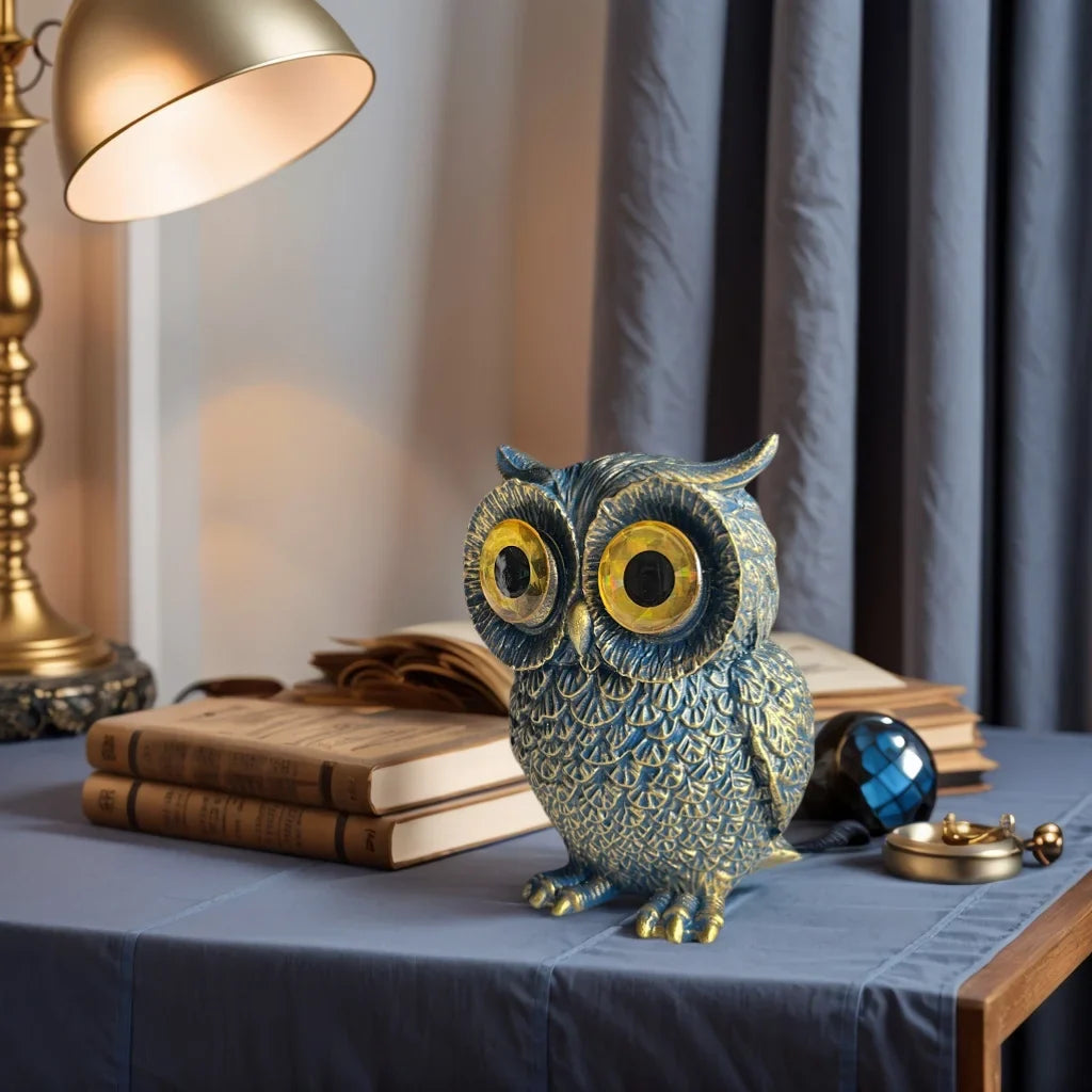 1 Piece of Retro-Style Cute Big-Eyed Owl Figurine, Creative Desktop Decoration Resin Craft, Adds Artistic Flair, Full of Details - -