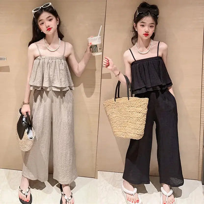 Girls Sleeveless Top and Wide Leg Pant Set