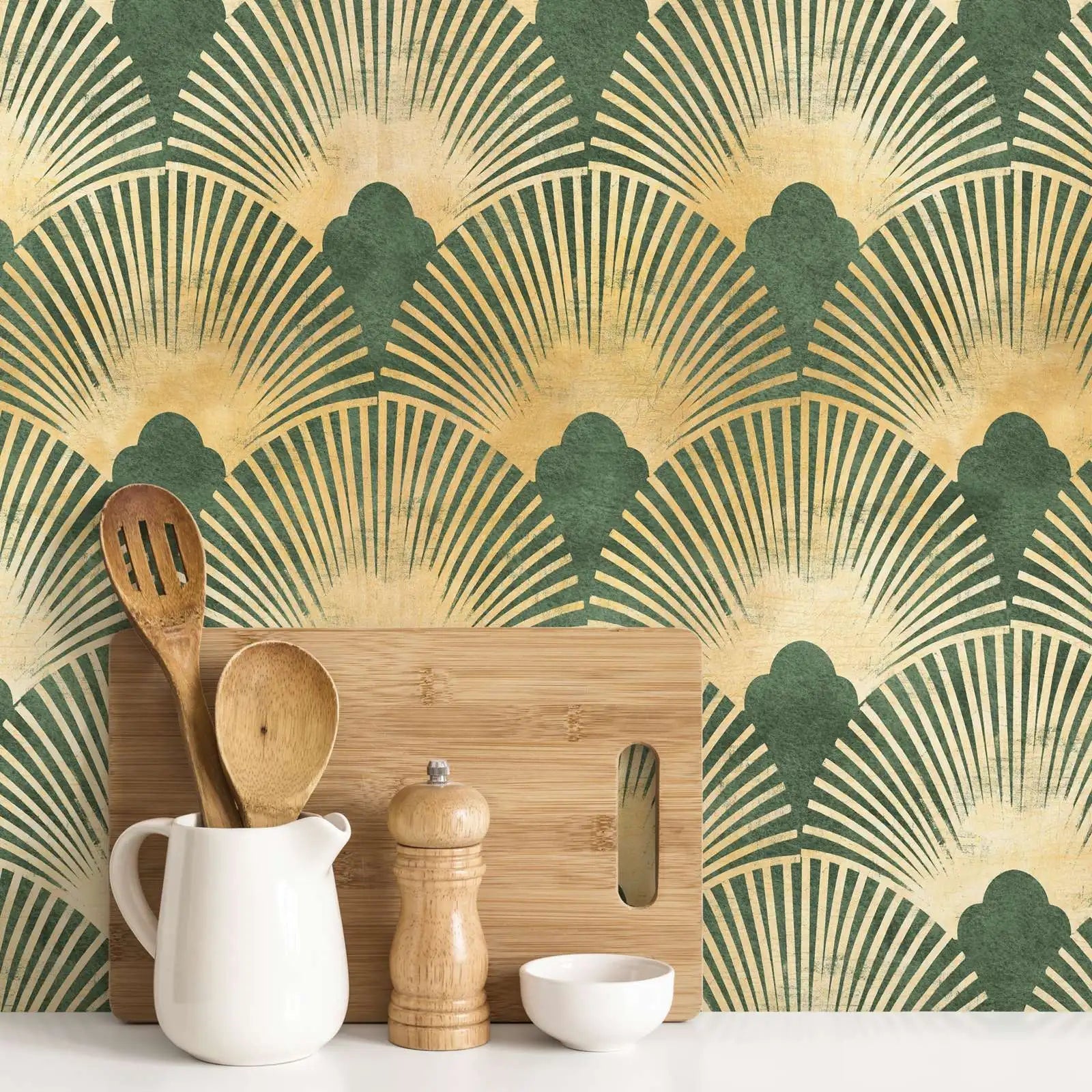 Boho Scandinavian Wallpaper Peel and Stick,Temporary Wallpaper Vintage,Traditional Non Woven Wall Mural Decoration,Fake Golden Kia Day Design