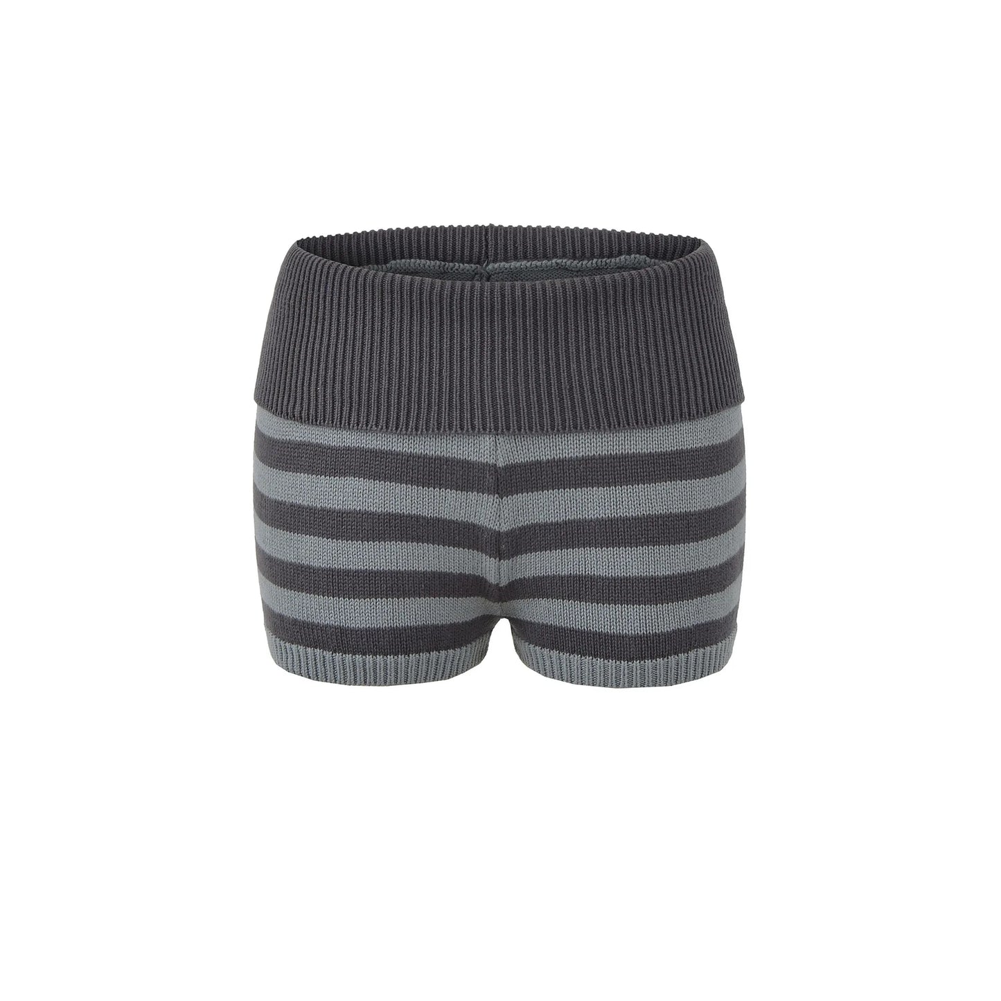 Spring Striped Knitted Shorts Fashion Striped Elastic Waist Versatile Straight Casual Knitted Shorts For Woman Fashion 4Z0M - -