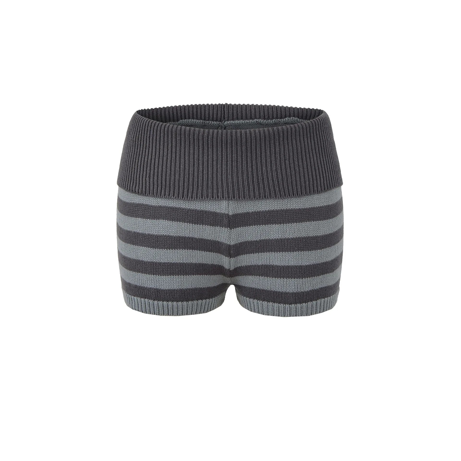 Spring Striped Knitted Shorts Fashion Striped Elastic Waist Versatile Straight Casual Knitted Shorts For Woman Fashion 4Z0M - -