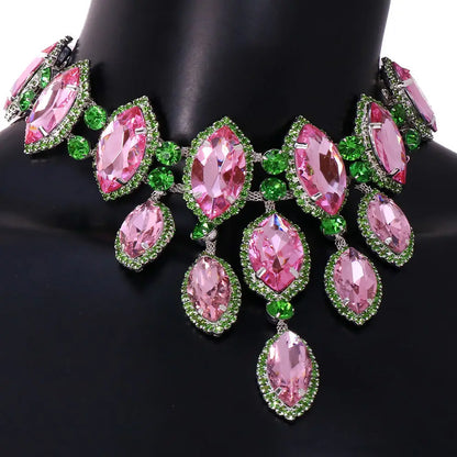 Multicolored Rhinestone Crystal Necklace - - Necklaces