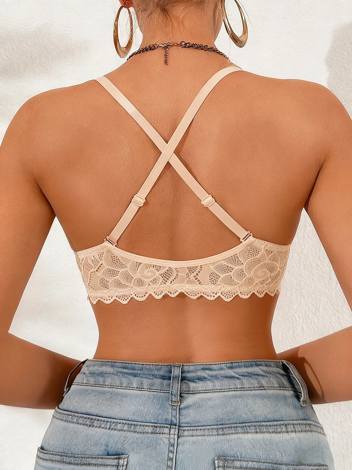 Women's sexy bras Front Buckle Push up bra Removable Back-beautifying lace butterfly pattern Fashionable & Comfortable bra - -