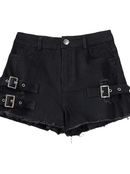 New High-Waisted Sexy Pants Denim Shorts Jeans Solid Color Thin Charming Elegant Pure Desire Shorts For Woman Beautiful 5AML - -