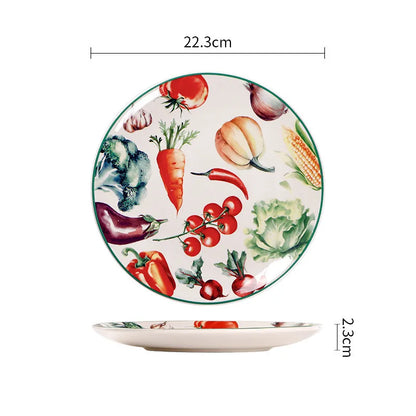 Colorful Ceramic Plates Dishware orange red white green 1pc