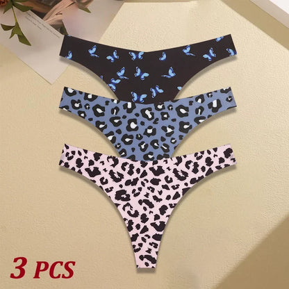 3Pcs Ultra-thin Seamless G-string Women Thongs Sexy Sweet Fruit Low-waist Panties Ladies Soft Cute Thongs Female S-XL T-Back - Set 9 -