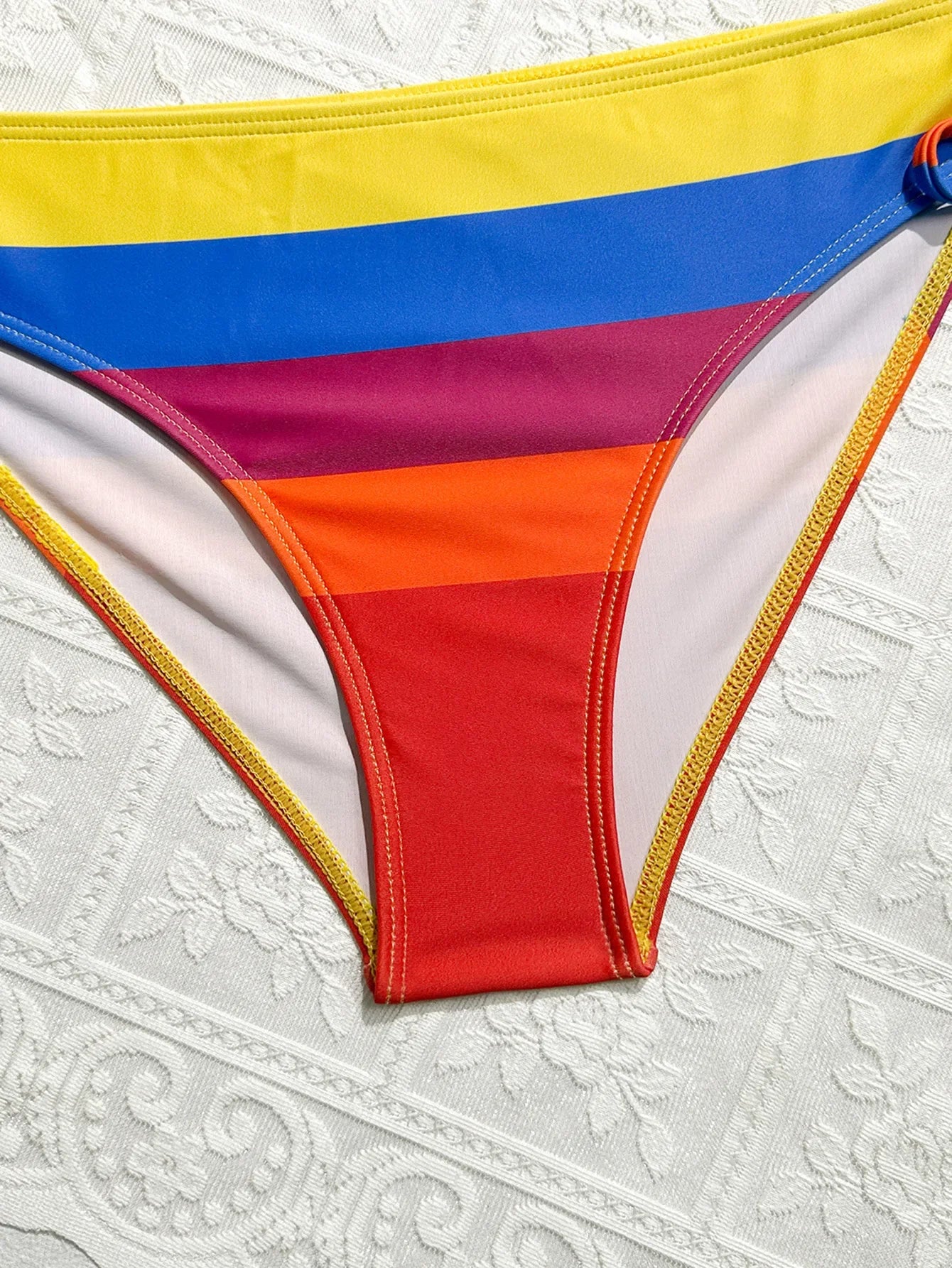 Women's Rainbow Color Bikini Set Sexy Beach Vacation Backless 2 Piece Swimsuit 2024 Summer Bathing Suit Bra Push Up Swimwear - -