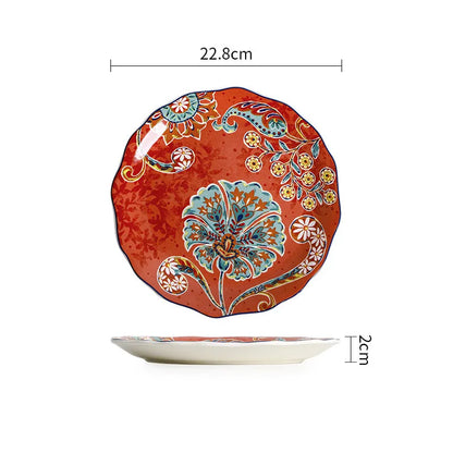 Colorful Ceramic Plates Dishware blue red 1pc