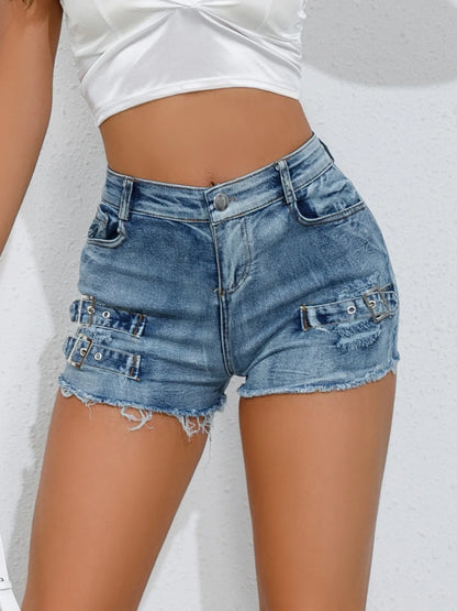 New High-Waisted Sexy Pants Denim Shorts Jeans Solid Color Thin Charming Elegant Pure Desire Shorts For Woman Beautiful 5AML - -