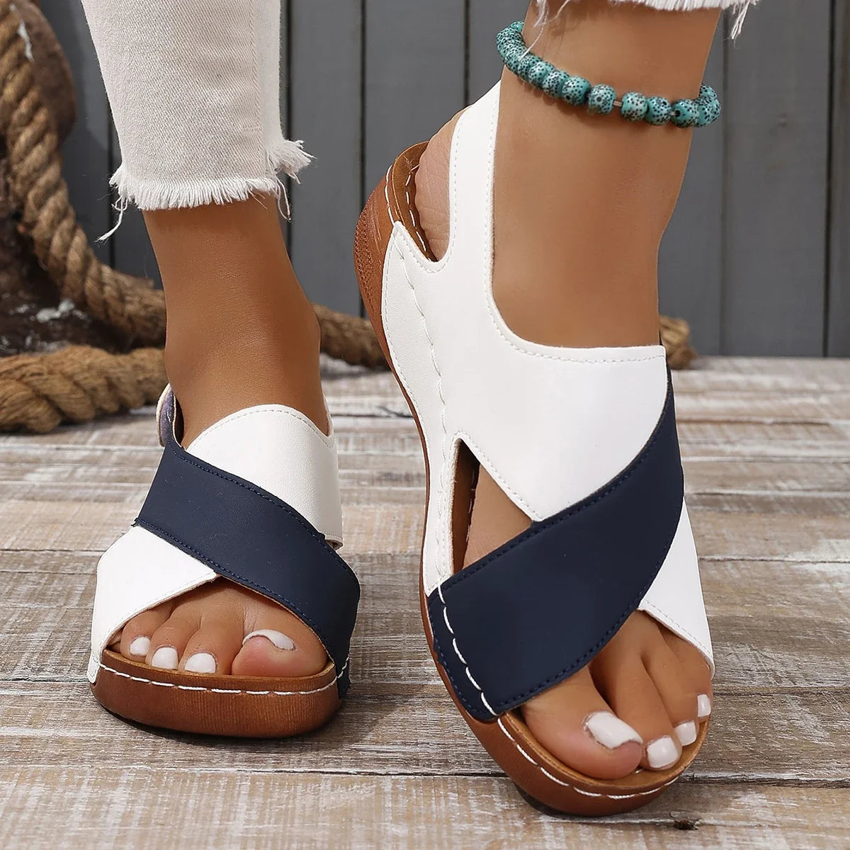 Summer Shoes Women Sandals Plus Size Walking Shoes Casual Women Shoe Wedge Sandals Ladies Party Female Footwear Women Sandal - -