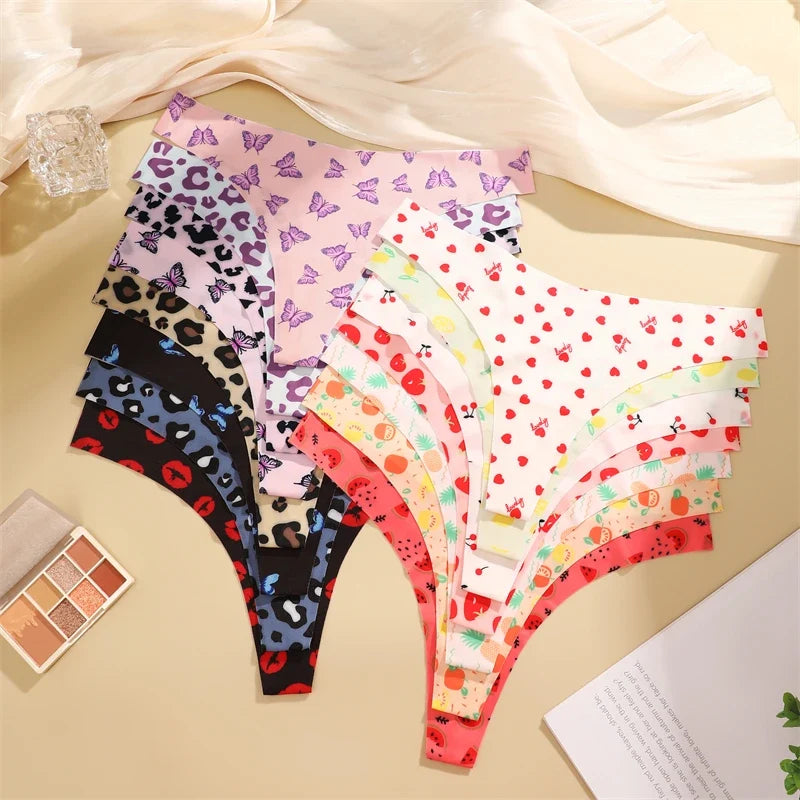 3Pcs Ultra-thin Seamless G-string Women Thongs Sexy Sweet Fruit Low-waist Panties Ladies Soft Cute Thongs Female S-XL T-Back - -