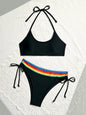 Women's Rainbow Color Bikini Set Sexy Beach Vacation Backless 2 Piece Swimsuit 2024 Summer Bathing Suit Bra Push Up Swimwear - CH08 -