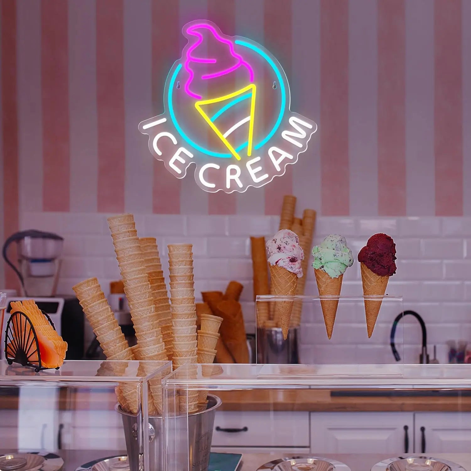 Neon Ice Cream Sign - - neon light