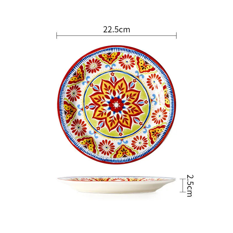 Colorful Ceramic Plates Dishware red light green white 1pc