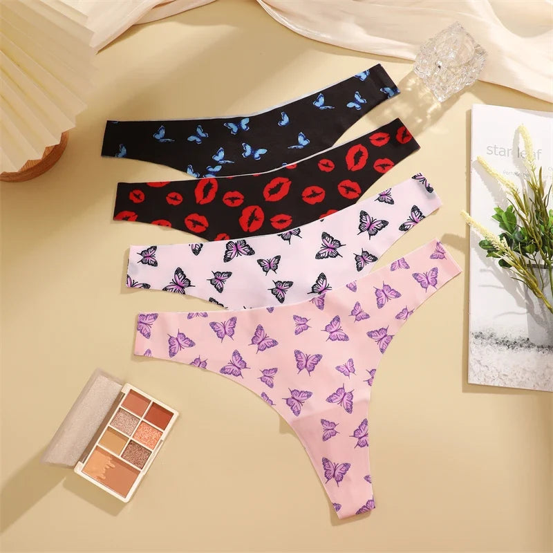 3Pcs Ultra-thin Seamless G-string Women Thongs Sexy Sweet Fruit Low-waist Panties Ladies Soft Cute Thongs Female S-XL T-Back - -