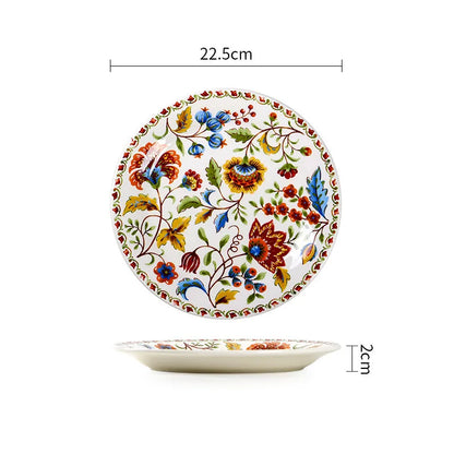 Colorful Ceramic Plates Dishware brown blue white 1pc