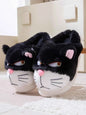 Cute Cat Couple Cotton Slippers - Men's/Women's Winter Warm Thick Bottom Home Shoes - Black - Slippers 1