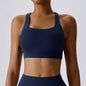Hearuisavy Quick-Dry Backless Yoga Clothes Running Vest Women Workout Brassiere Fitness Gym Tank Top Women Push up Sports Bra - Crest Blue -