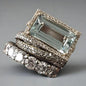 2025 New Fashion Three Piece Set Blue Square Zircon Rings For Women Party Idea Gifts Custom Jewelry - Blue -