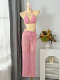 Vintage Red Striped Bikini Set 2026 Women Drawstring Long Panties 3 Piece Swimsuit Beach Holiday Bathing Suit Thong Swimwear - Pink -