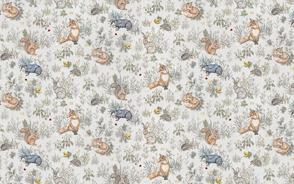 Forest Fox Wallpaper Mural light blue white