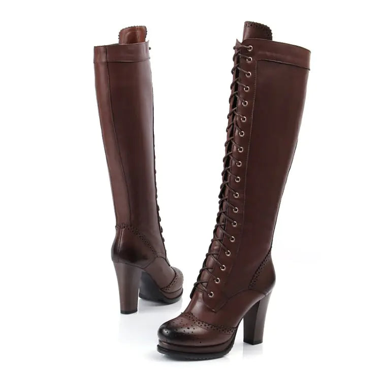 Chunky Heel Strap Womens High Tube Heels - - heeled boots