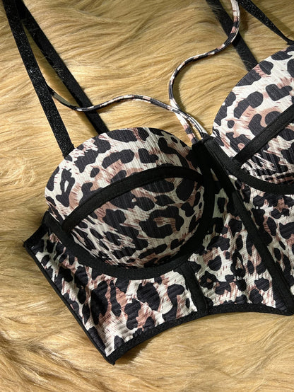 Sexy Leopard Party Wear women sexy bras Boob Lift Strap Underwire push up bra Stylish Shapewear hot lingerie - -